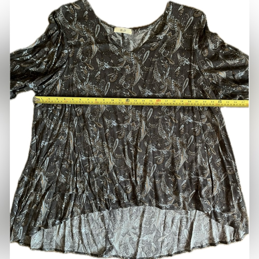 Jade by Jane Paisley Women's Blouse in Browns & Gray. Size 1XL - Picture 6 of 8